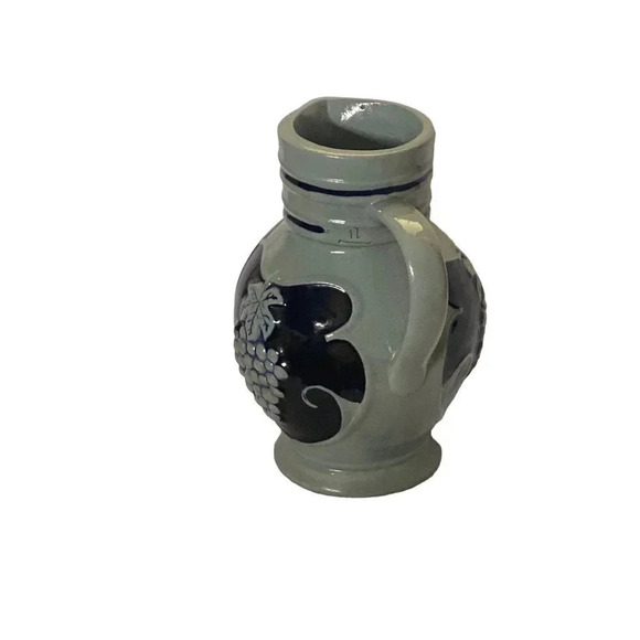 1 Liter Wine Pitcher German Glazed Blue Gray Trink Aus Stein Den Edlen Wein VGUC - Picture 4 of 14